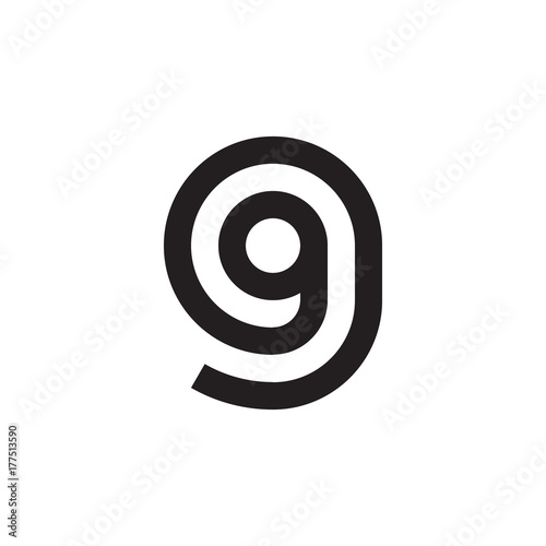 Initial letter gg, g inside g, linked line circle shape logo, monogram black color