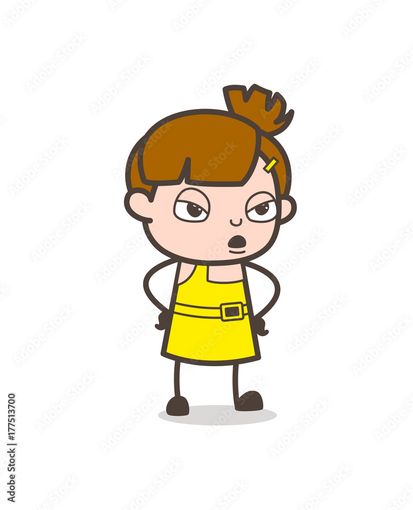 Speaking in Angry Mood - Cute Cartoon Girl Vector Speaking in Angry Mood - Cute Cartoon Girl Vector