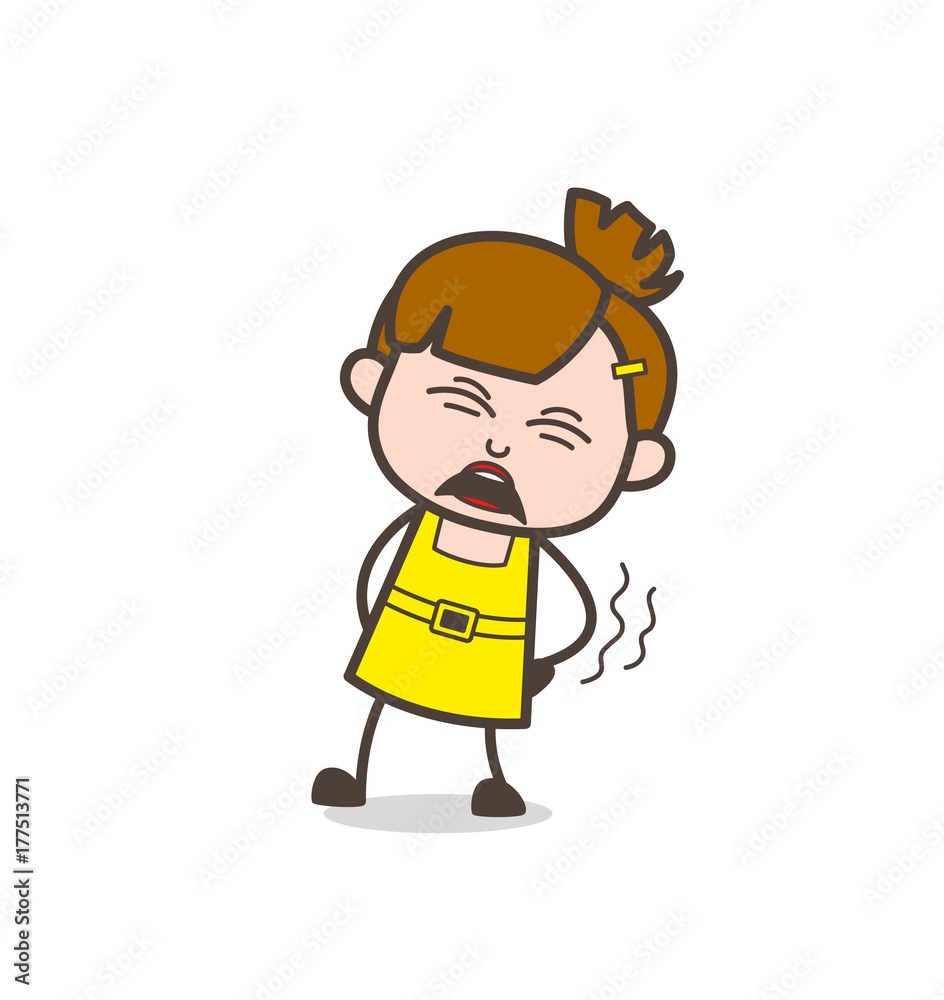 Feeling Pain in Body - Cute Cartoon Girl Vector Stock Vector | Adobe Stock