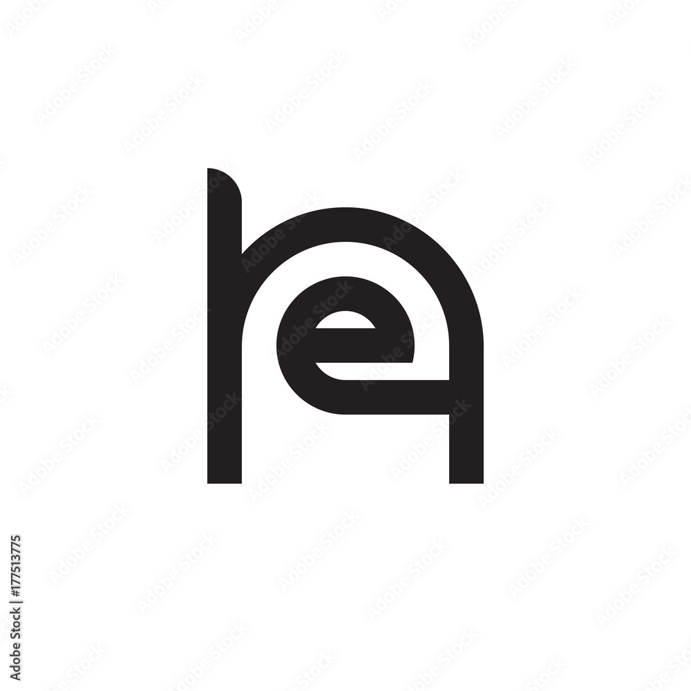 Initial letter he, eh, e inside h, linked line circle shape logo, monogram black color Initial letter he, eh, e inside h, linked line circle shape logo, monogram black color