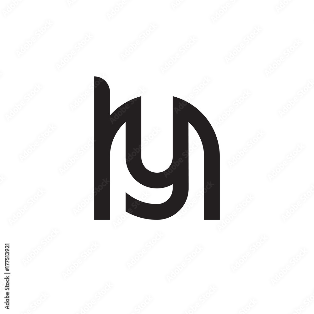 Initial letter hy, yh, y inside h, linked line circle shape logo, monogram black color Initial letter hy, yh, y inside h, linked line circle shape logo, monogram black color