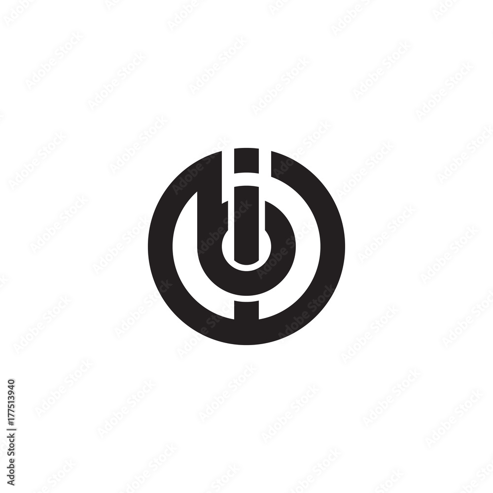 Initial letter ib, bi, b inside i, linked line circle shape logo, monogram black color