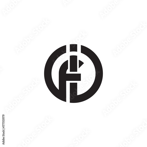 Initial letter if, fi, f inside i, linked line circle shape logo, monogram black color