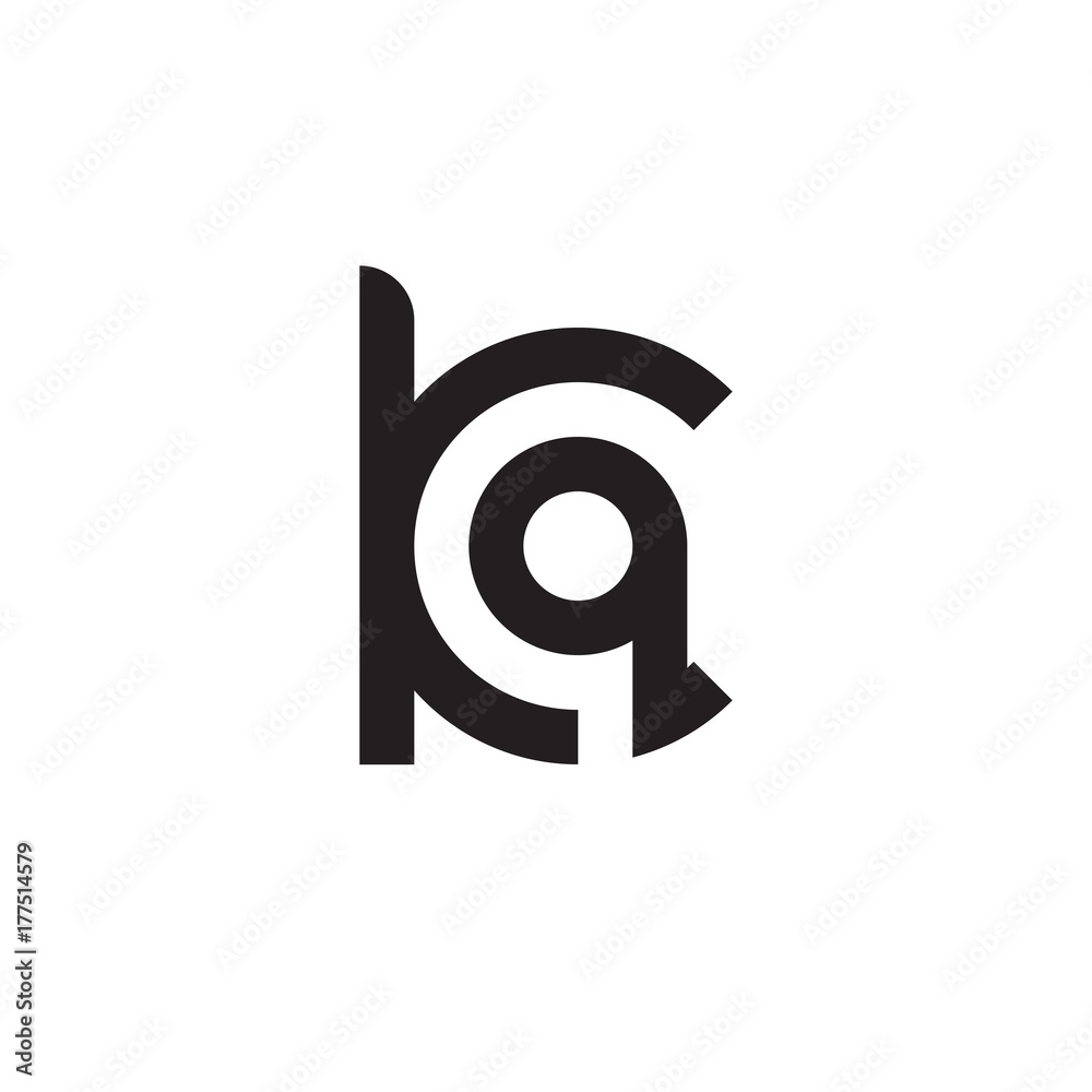 Initial letter kq, qk, q inside k, linked line circle shape logo, monogram black color Initial letter kq, qk, q inside k, linked line circle shape logo, monogram black color