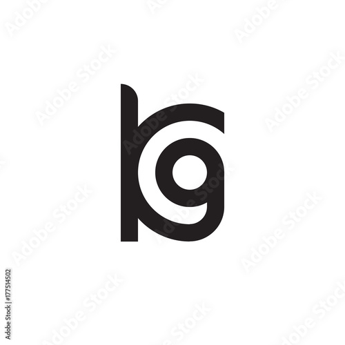 Initial letter kg, gk, g inside k, linked line circle shape logo, monogram black color