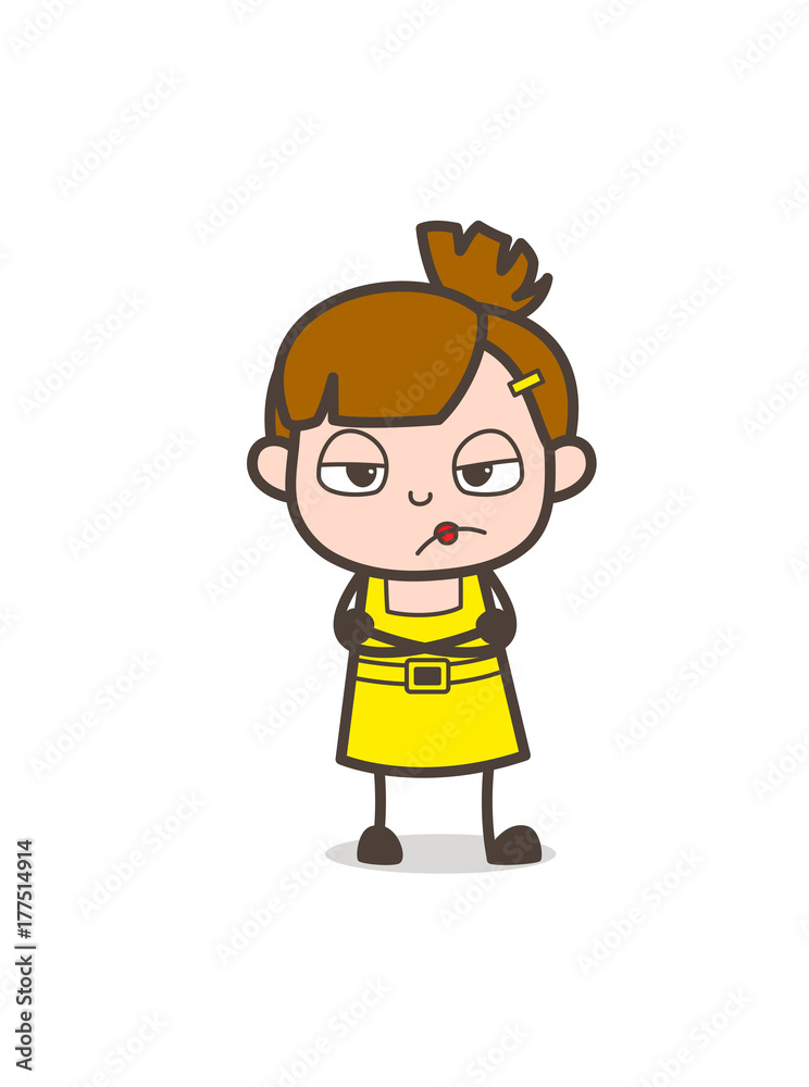 Careless Kid Face - Cute Cartoon Girl Vector