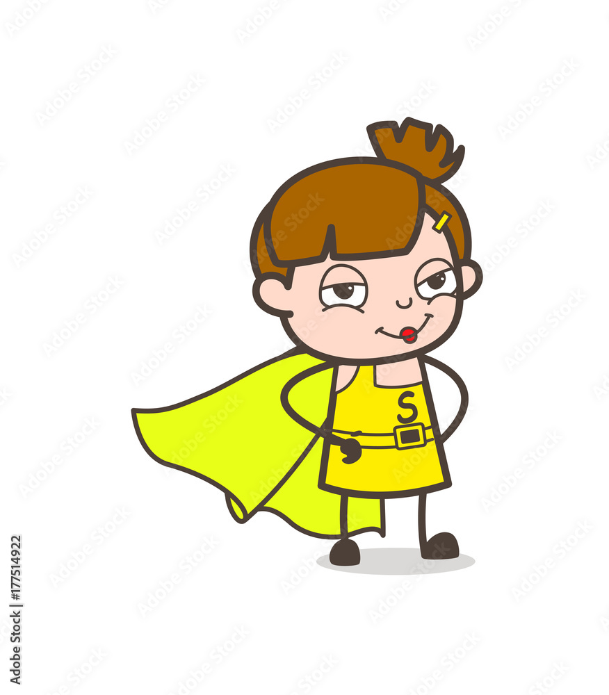 Super Kid Girl - Cute Cartoon Girl Vector