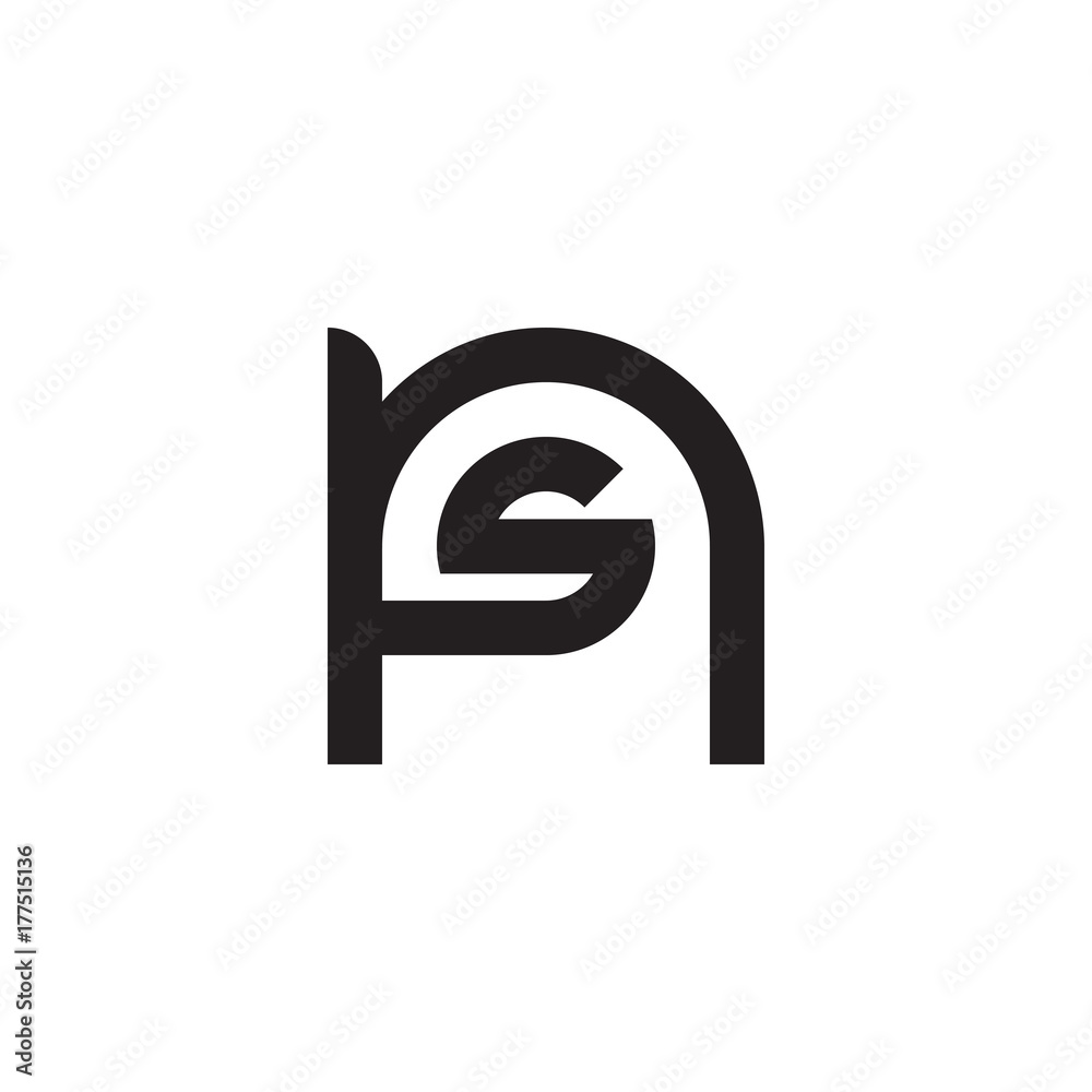 Initial letter ns, sn, s inside n, linked line circle shape logo, monogram black color Initial letter ns, sn, s inside n, linked line circle shape logo, monogram black color