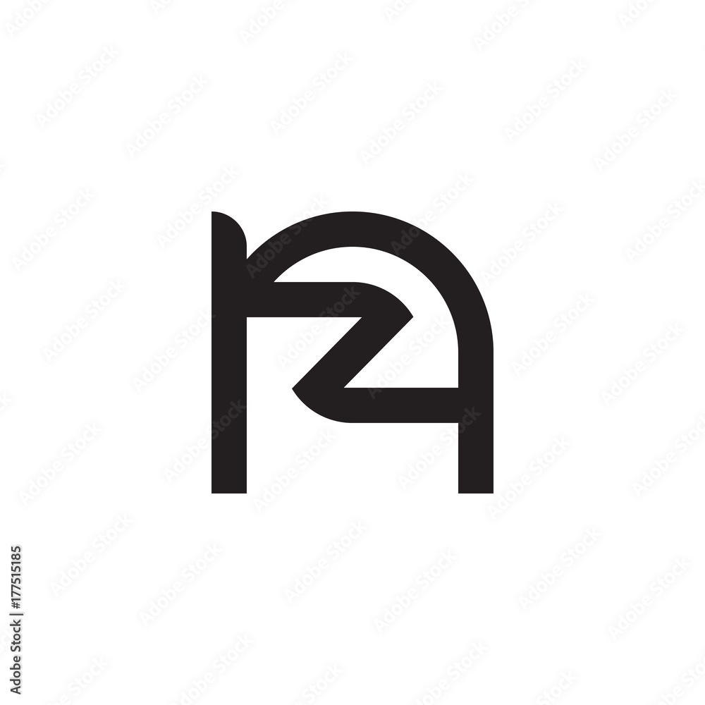 Initial letter nz, zn, z inside n, linked line circle shape logo, monogram black color Initial letter nz, zn, z inside n, linked line circle shape logo, monogram black color