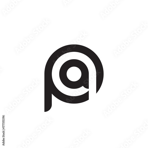 Initial letter pa, ap, a inside p, linked line circle shape logo, monogram black color

