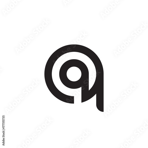 Initial letter qq, q inside q, linked line circle shape logo, monogram black color