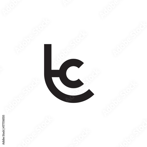 Initial letter tc, ct, c inside t, linked line circle shape logo, monogram black color

