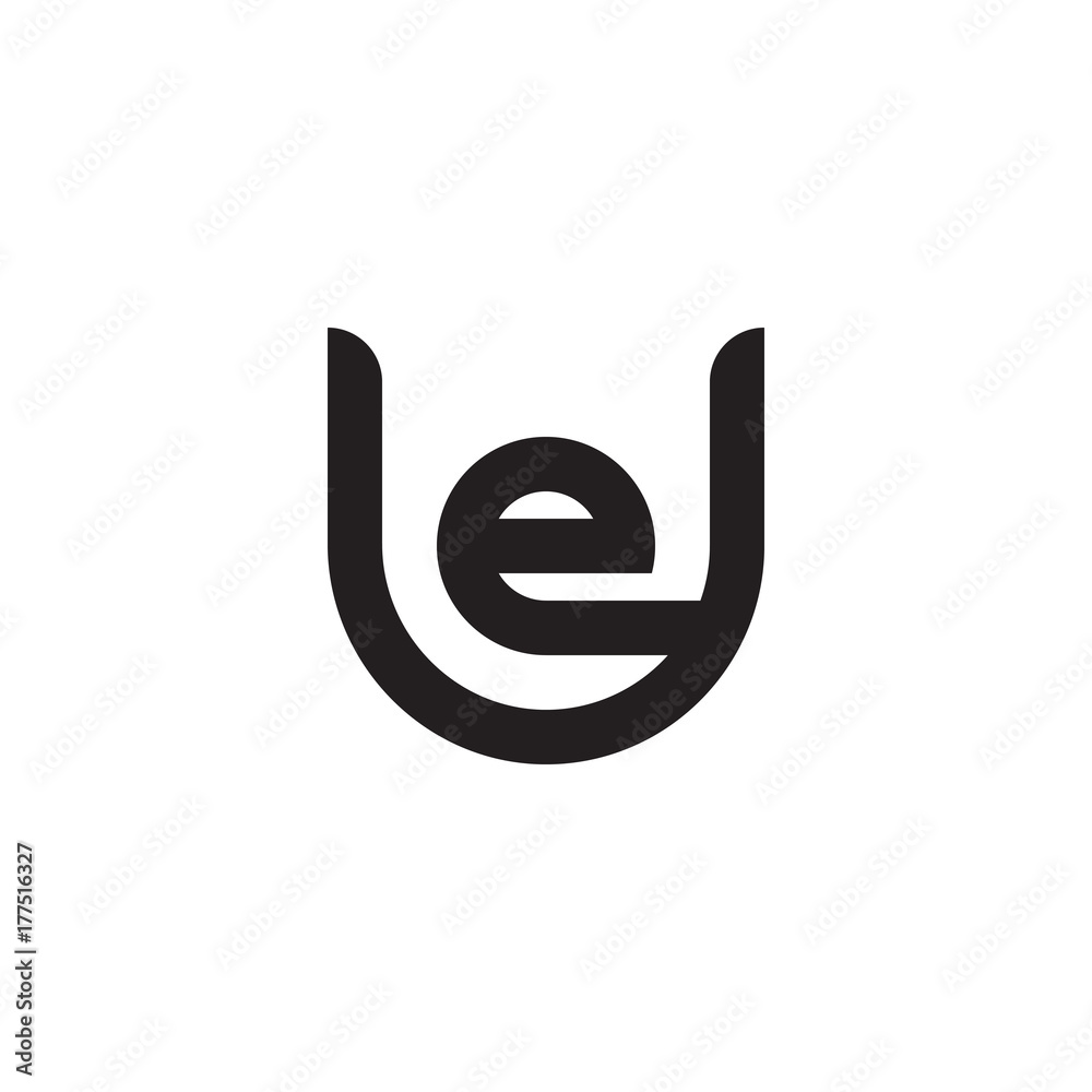 Initial letter ue, eu, e inside u, linked line circle shape logo, monogram black color Initial letter ue, eu, e inside u, linked line circle shape logo, monogram black color