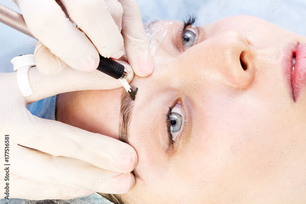 Microblading eyebrows workflow in a beauty salon Microblading eyebrows workflow in a beauty salon