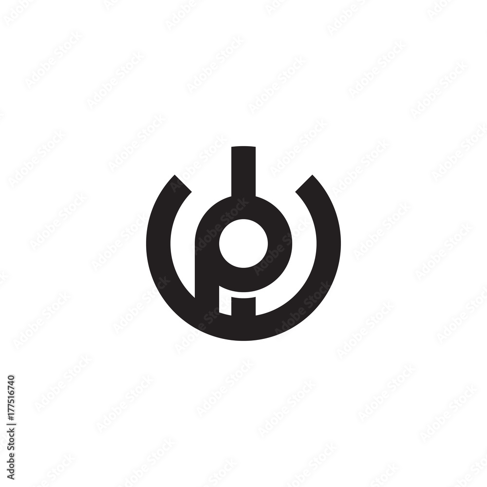 Initial letter wp, pw, p inside w, linked line circle shape logo, monogram black color Initial letter wp, pw, p inside w, linked line circle shape logo, monogram black color