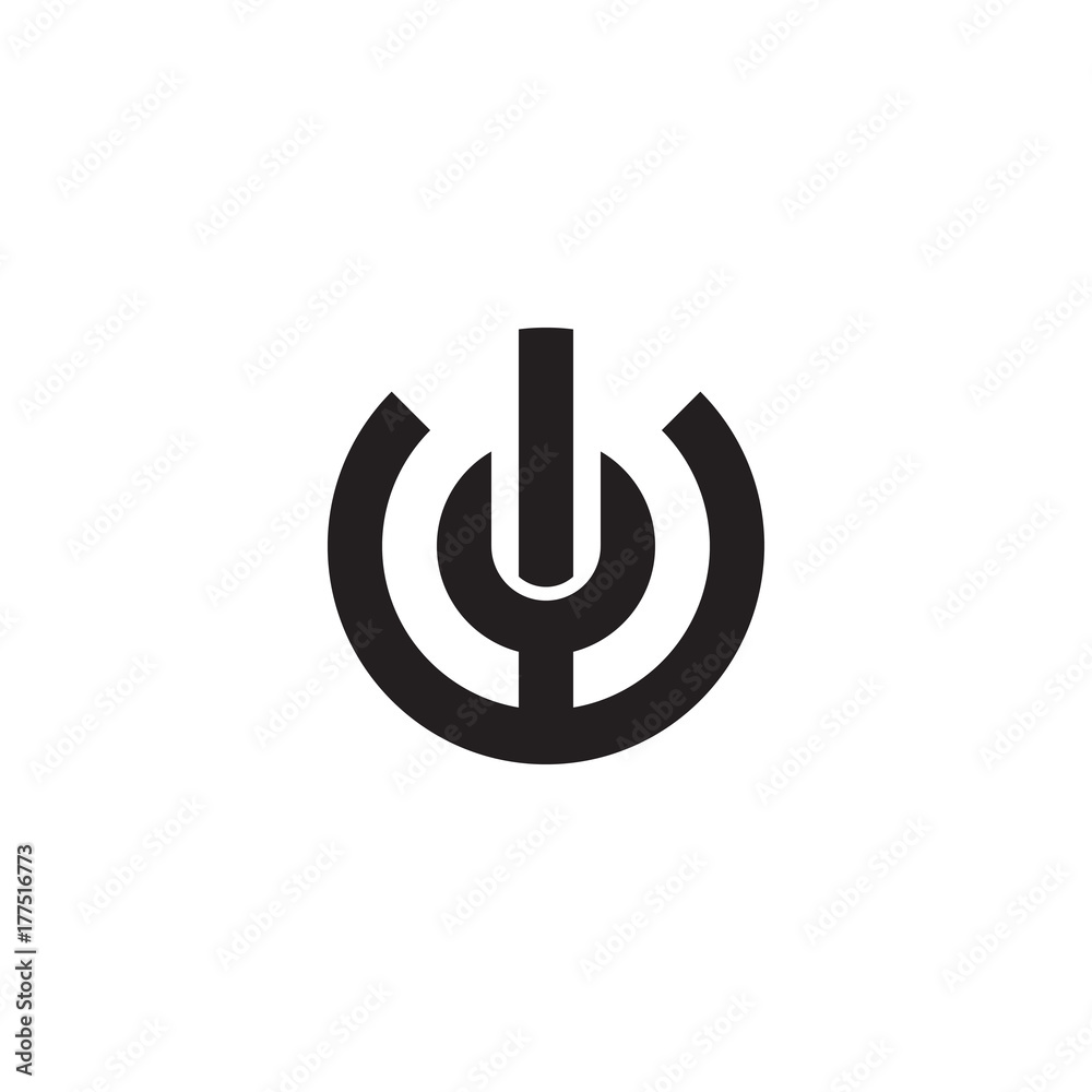 Initial letter wu, uw, u inside w, linked line circle shape logo, monogram black color Initial letter wu, uw, u inside w, linked line circle shape logo, monogram black color