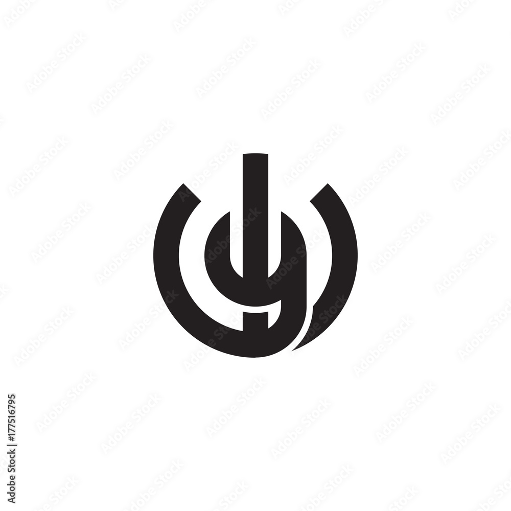 Initial letter wy, yw, y inside w, linked line circle shape logo, monogram black color Initial letter wy, yw, y inside w, linked line circle shape logo, monogram black color