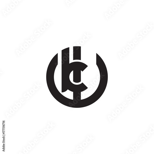 Initial letter wk, kw, k inside w, linked line circle shape logo, monogram black color