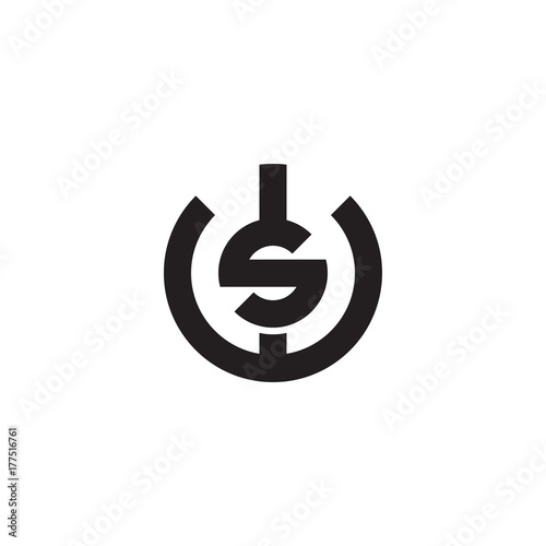 Initial letter ws, sw, s inside w, linked line circle shape logo, monogram black color