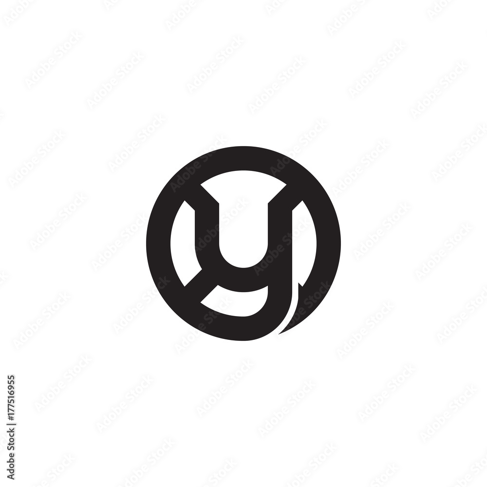 Initial letter xy, yx, y inside x, linked line circle shape logo, monogram black color