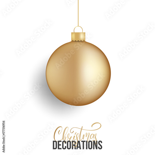 Christmas ball. Realistic Christmas ball of gold metallic color
