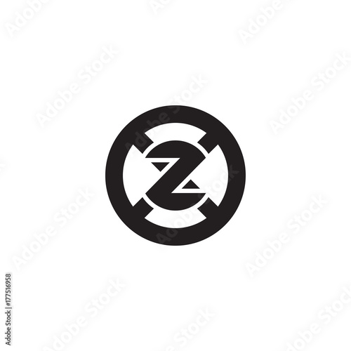 Free Download Initial letter xz, zx, z inside x, linked line circle shape logo, monogram black color - GFXLoad