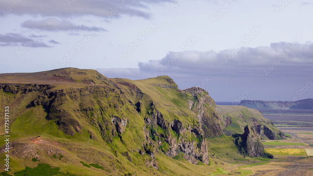 Iceland, high mountain cliff. Beautiful landscape