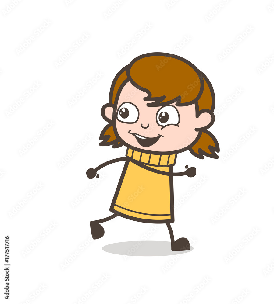Joyful Kid Running in Race - Cute Cartoon Girl Illustration Joyful Kid Running in Race - Cute Cartoon Girl Illustration
