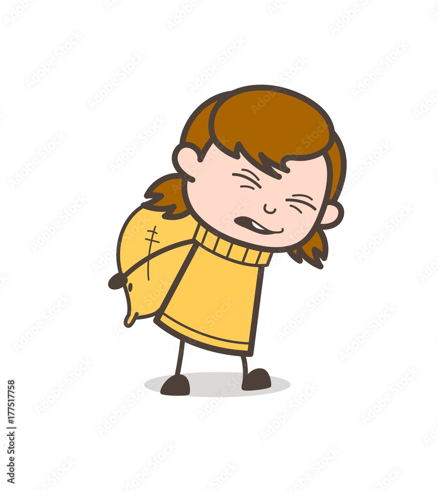 Child Labor Concept - Cute Cartoon Girl Illustration Child Labor Concept - Cute Cartoon Girl Illustration