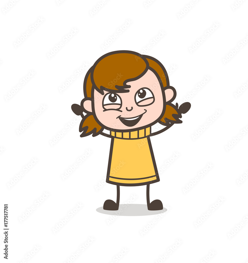 Excited Kid Laughing - Cute Cartoon Girl Illustration