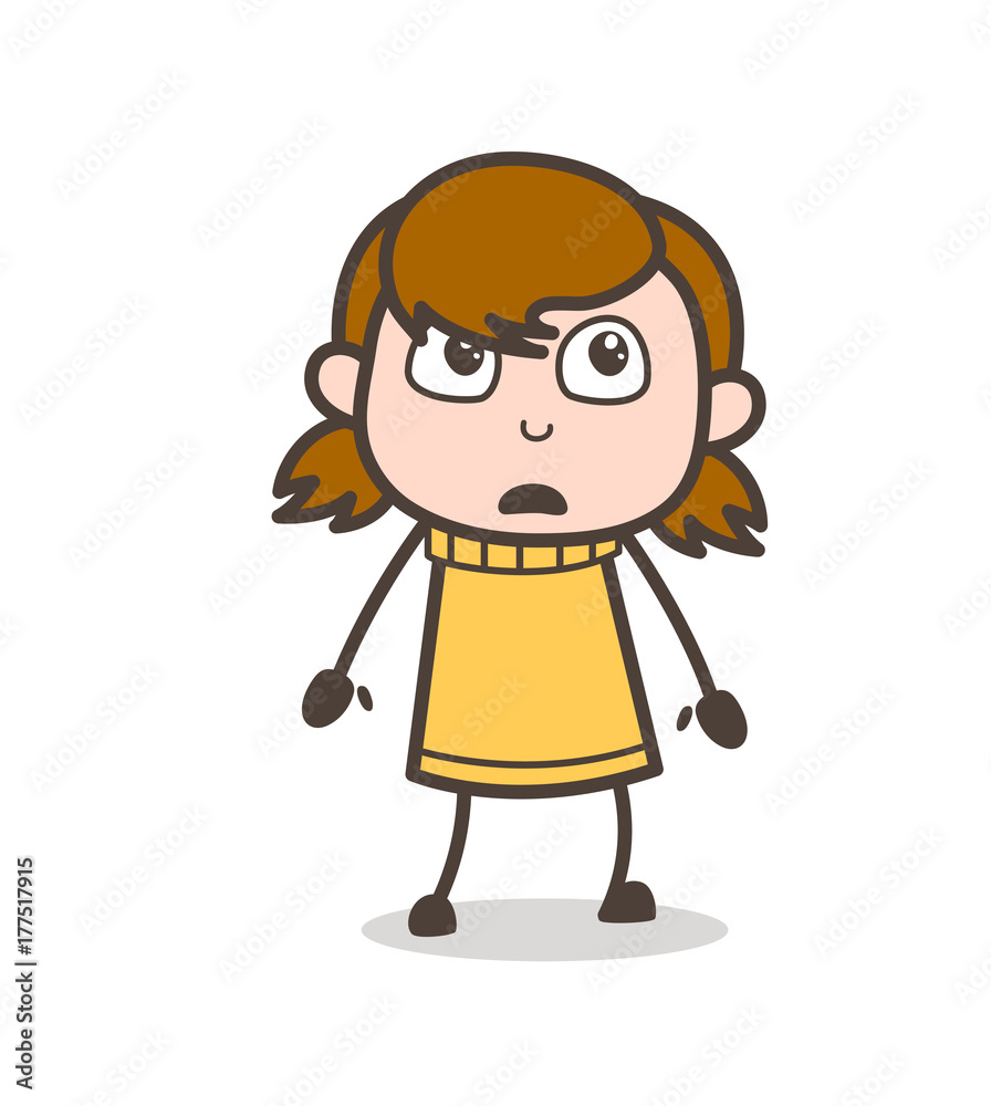 Shocked Facial Expression - Cute Cartoon Girl Illustration