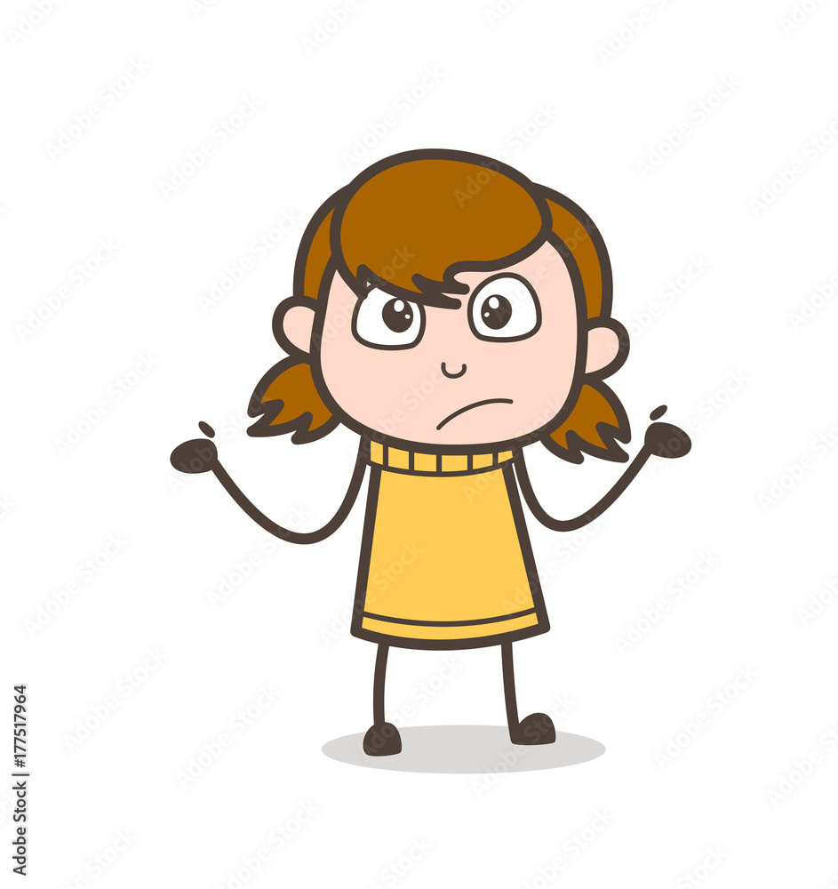 Unaware Behavior - Cute Cartoon Girl Illustration Unaware Behavior - Cute Cartoon Girl Illustration