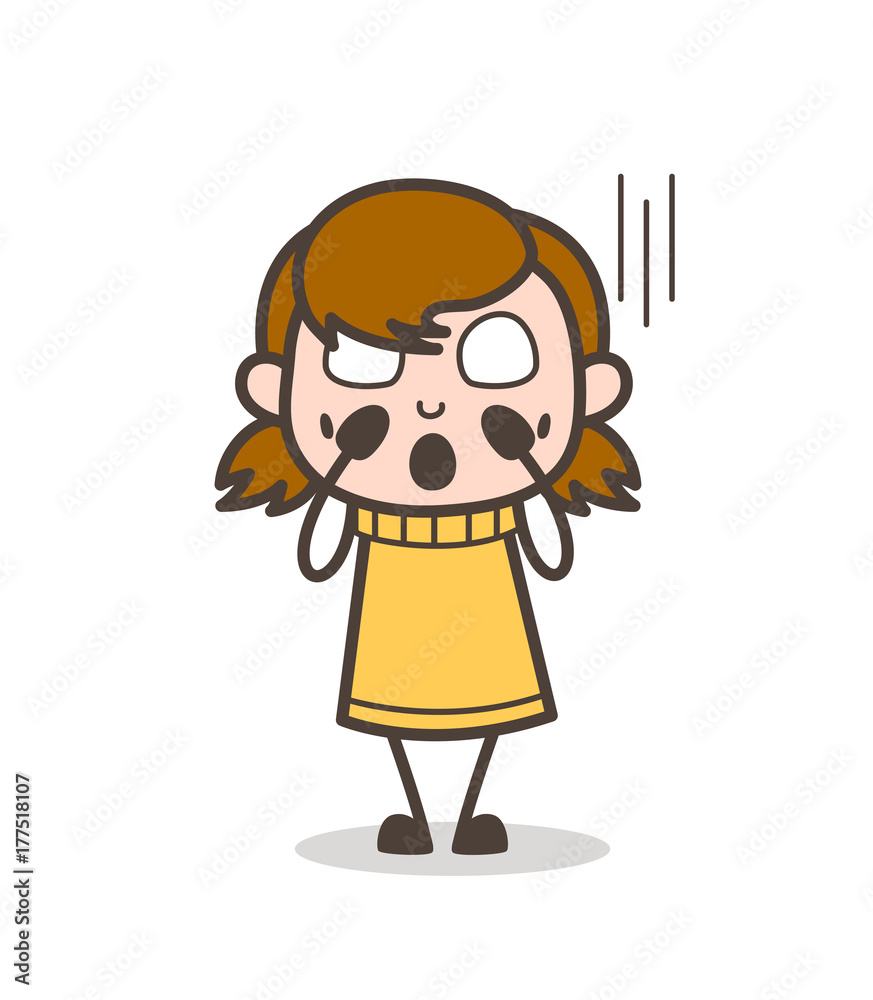 Screaming Face in Fear - Cute Cartoon Girl Illustration Stock Vector |  Adobe Stock