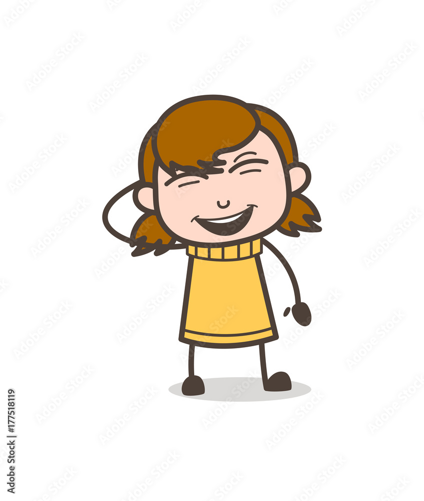 Smiling Face with Open Mouth and Smiling Eyes - Cute Cartoon Girl Illustration Smiling Face with Open Mouth and Smiling Eyes - Cute Cartoon Girl Illustration