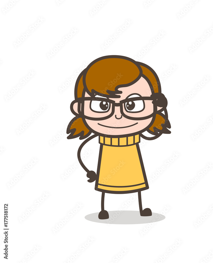 Fancy Big Eye Frame - Cute Cartoon Girl Illustration Fancy Big Eye Frame - Cute Cartoon Girl Illustration