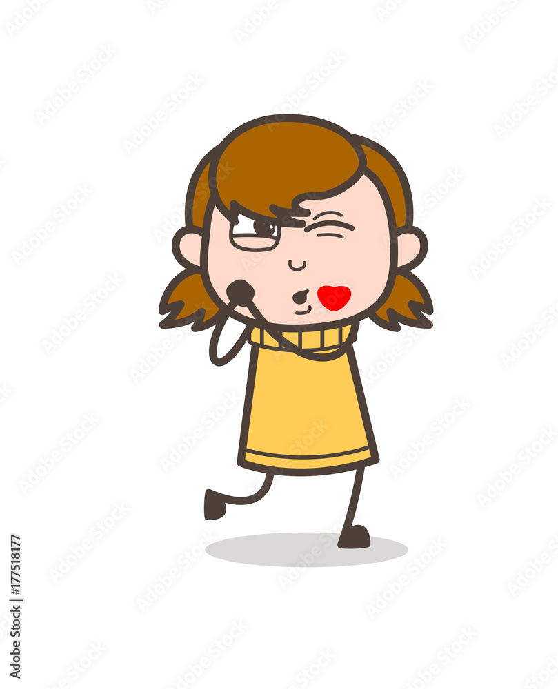 Blowing Kisses - Cute Cartoon Girl Illustration Blowing Kisses - Cute Cartoon Girl Illustration