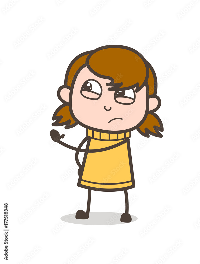 Showing Hand in Aggression - Cute Cartoon Girl Illustration Showing Hand in Aggression - Cute Cartoon Girl Illustration