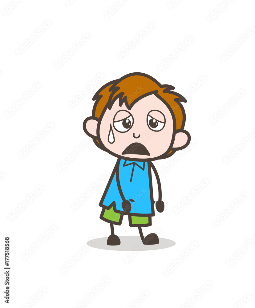 Tired Face with Sweat - Cute Cartoon Kid Vector Stock Vector | Adobe Stock