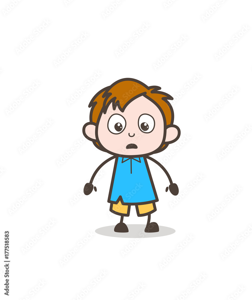 Hushed Face Expression - Cute Cartoon Kid Vector Hushed Face Expression - Cute Cartoon Kid Vector