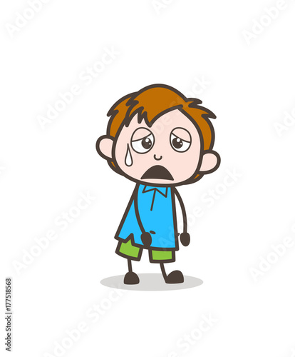 Tired Face with Sweat - Cute Cartoon Kid Vector