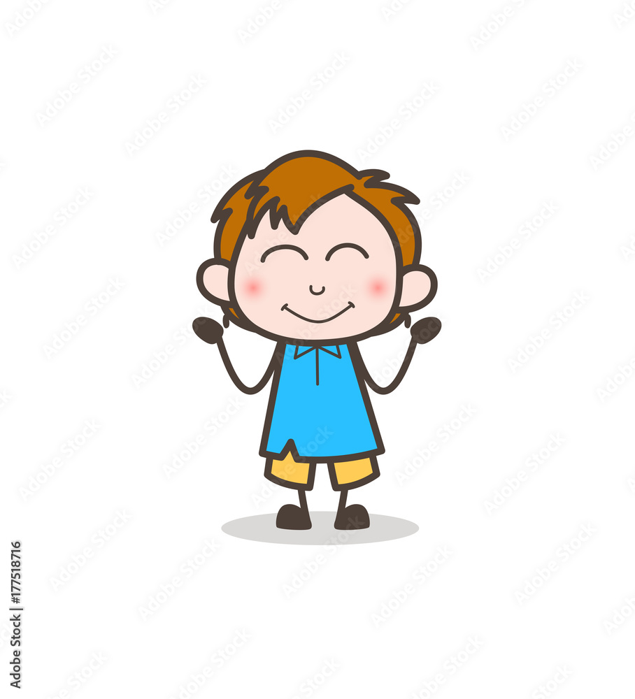 Blushing Smiling Face - Cute Cartoon Kid Vector
