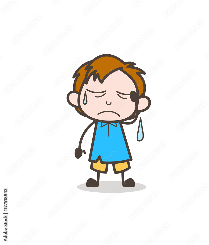 Frustrated Face with Sweat - Cute Cartoon Kid Vector