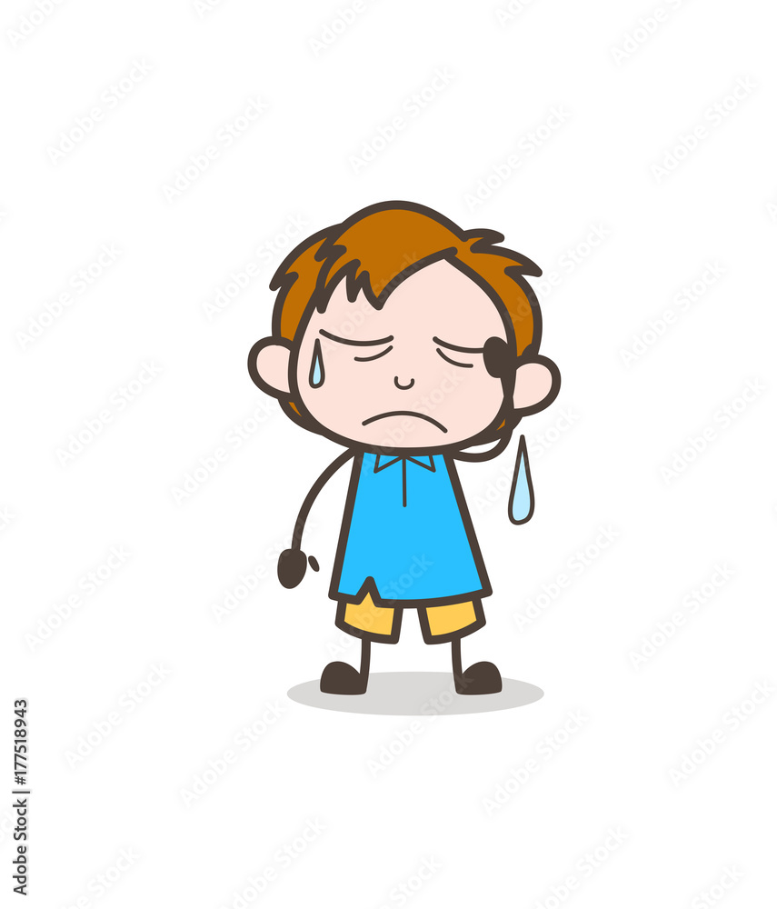Frustrated Face with Sweat - Cute Cartoon Kid Vector Frustrated Face with Sweat - Cute Cartoon Kid Vector
