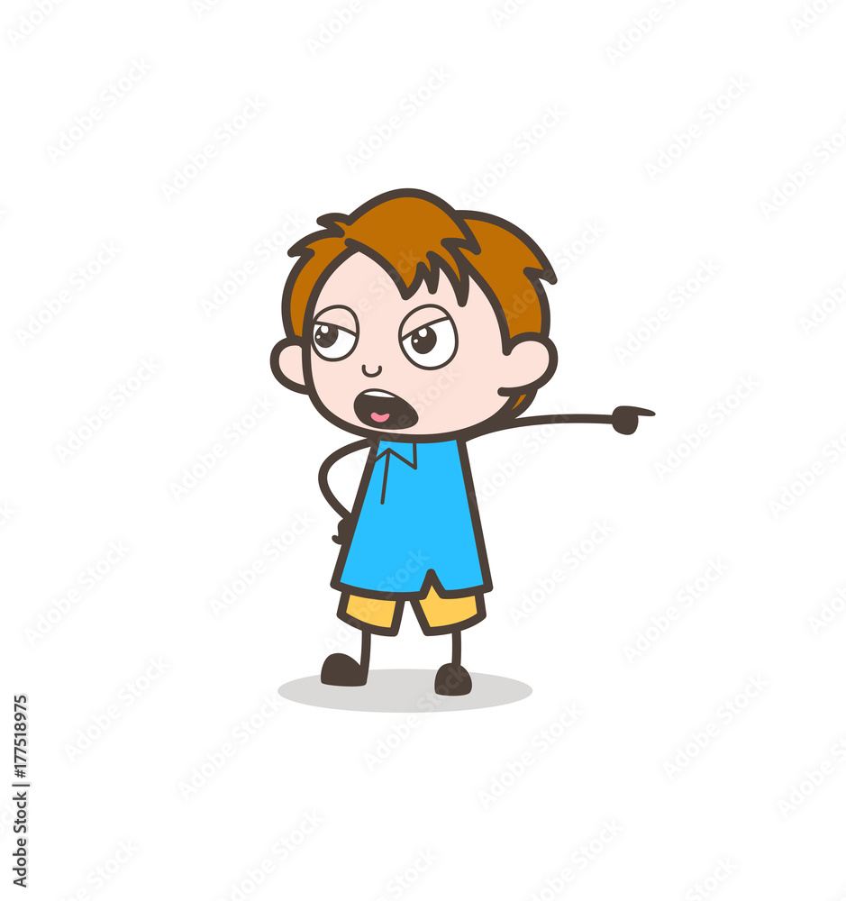 Aggressive Boy Shouting Expression - Cute Cartoon Kid Vector Aggressive Boy Shouting Expression - Cute Cartoon Kid Vector