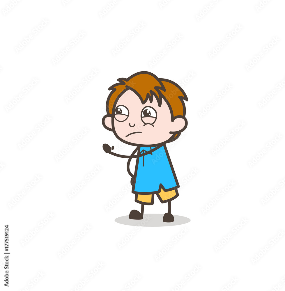 Little Boy Showing Hand - Cute Cartoon Kid Vector