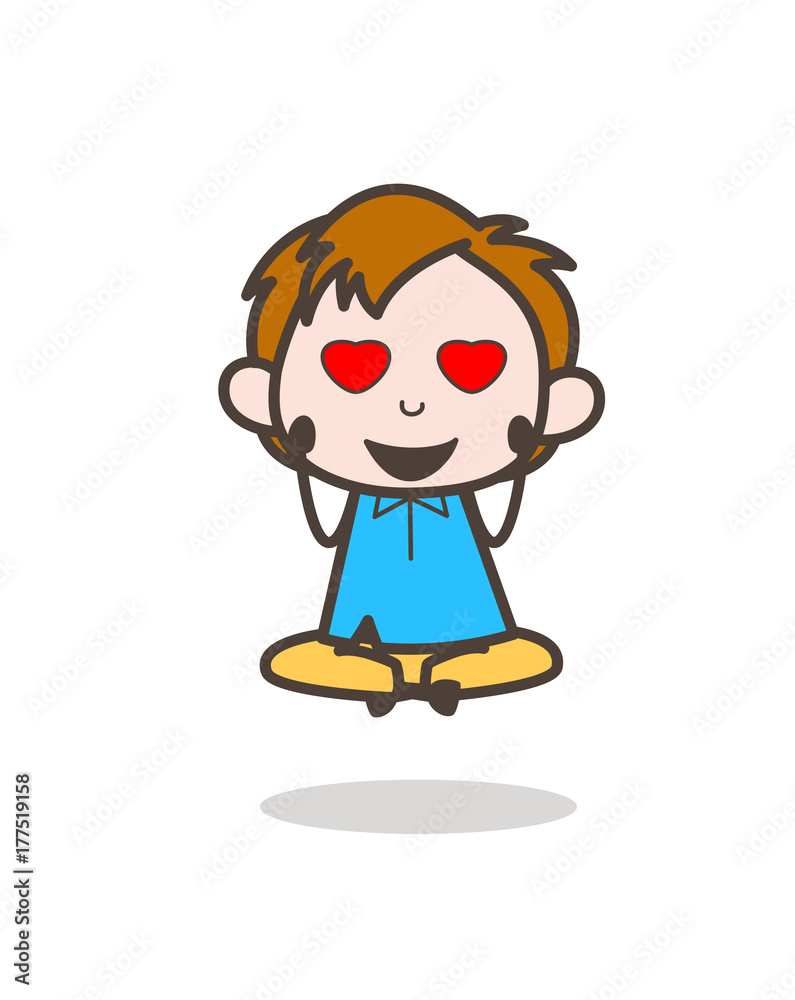 Smiling Boy with Heart Eyes - Cute Cartoon Kid Vector Smiling Boy with Heart Eyes - Cute Cartoon Kid Vector