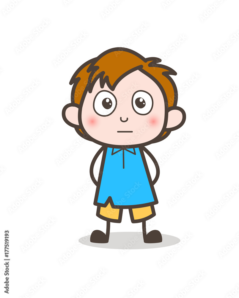Flushed Expressionless Face - Cute Cartoon Kid Vector
