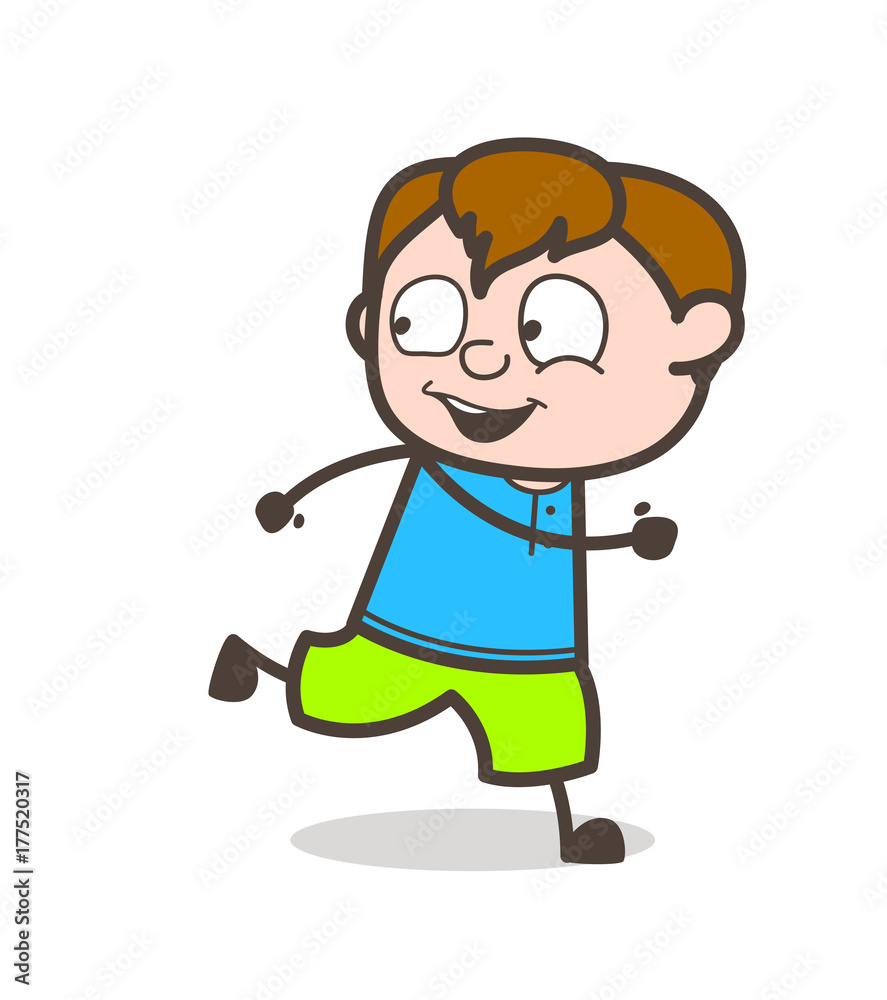Running in Joy - Cute Cartoon Boy Illustration Running in Joy - Cute Cartoon Boy Illustration