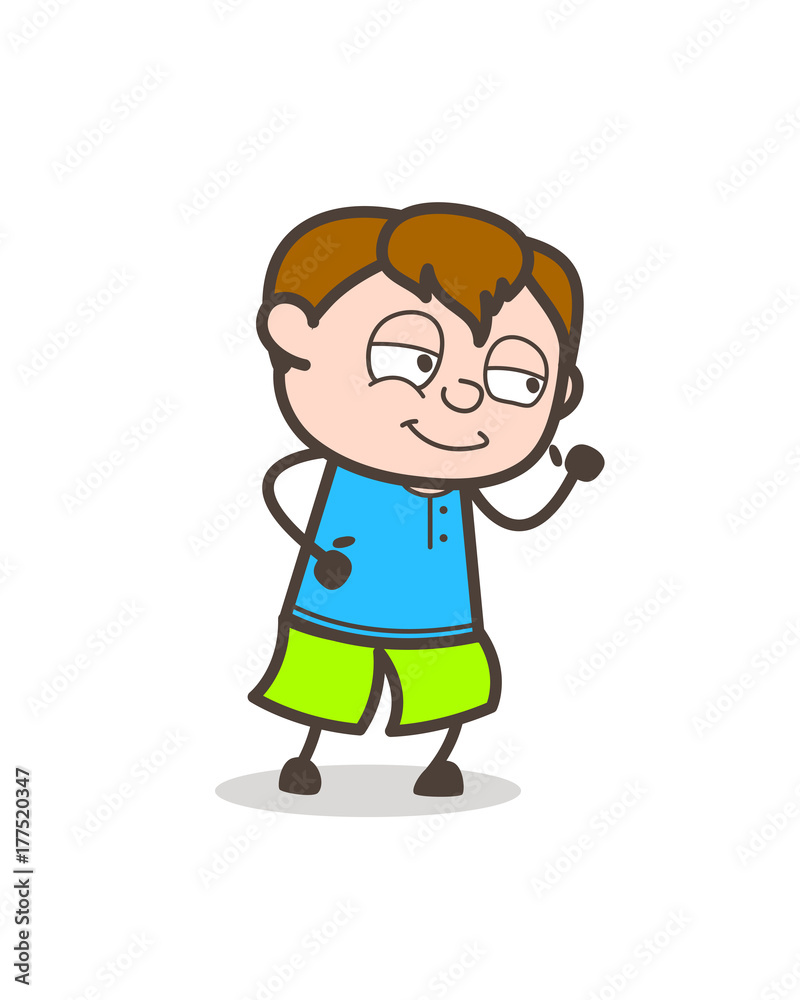 Happy Kid Running Pose - Cute Cartoon Boy Illustration Stock Vector | Adobe  Stock