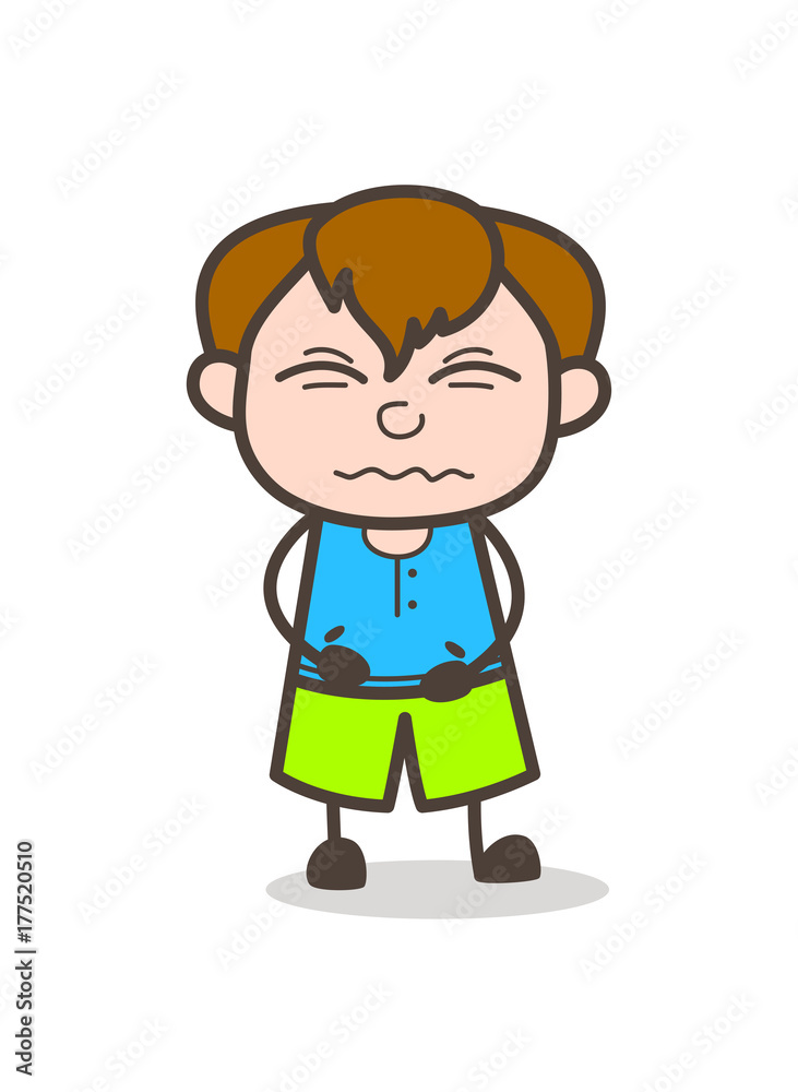 Confounded Facial Expression - Cute Cartoon Boy Illustration